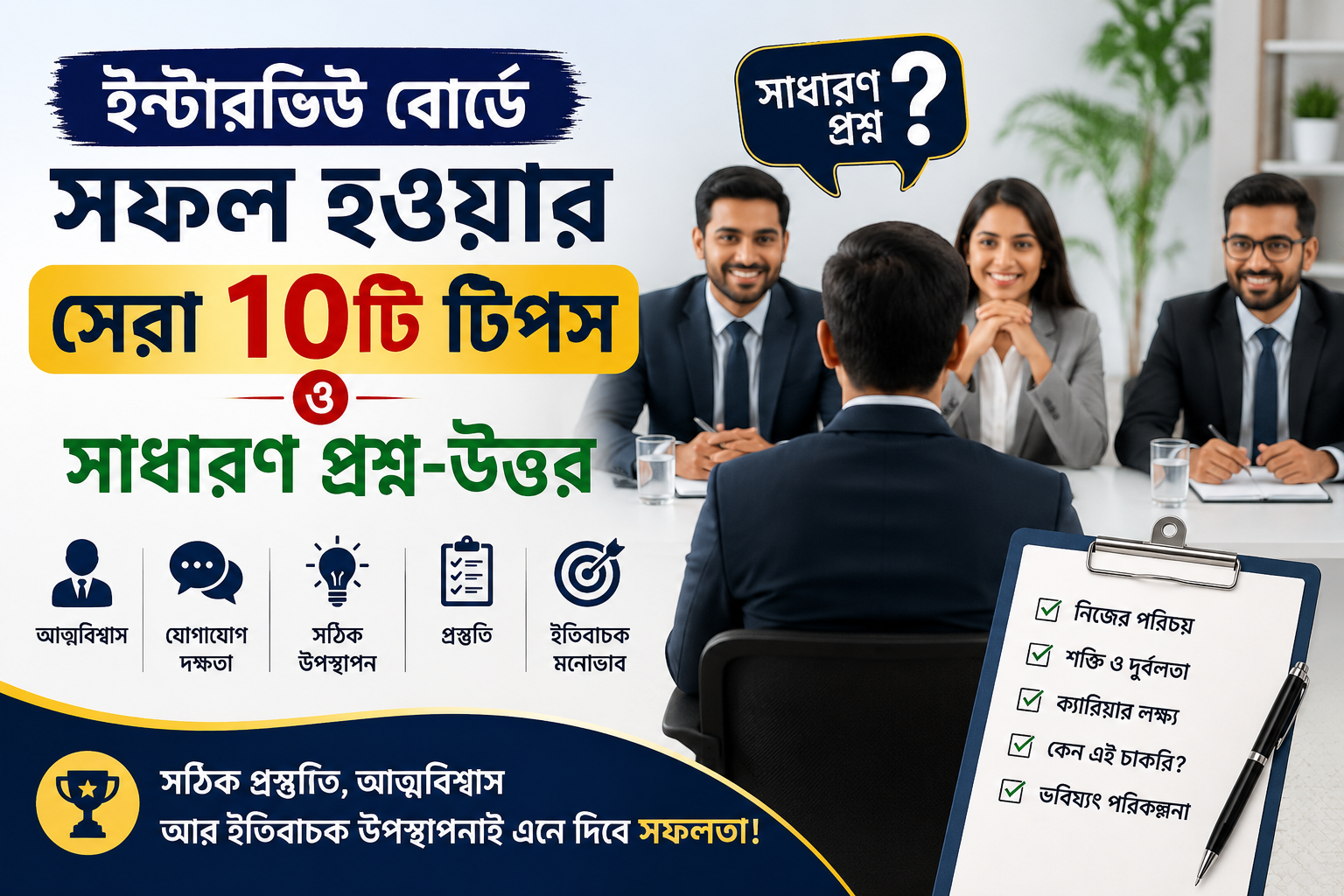 ইন্টারভিউ বোর্ডে সফল হওয়ার সেরা ১০টি টিপস ও সাধারণ প্রশ্ন-উত্তর